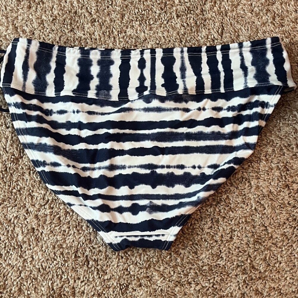 Athleta Wave Break Side Tie Navy & White Bikini Bottom - Size L - Picture 4 of 4